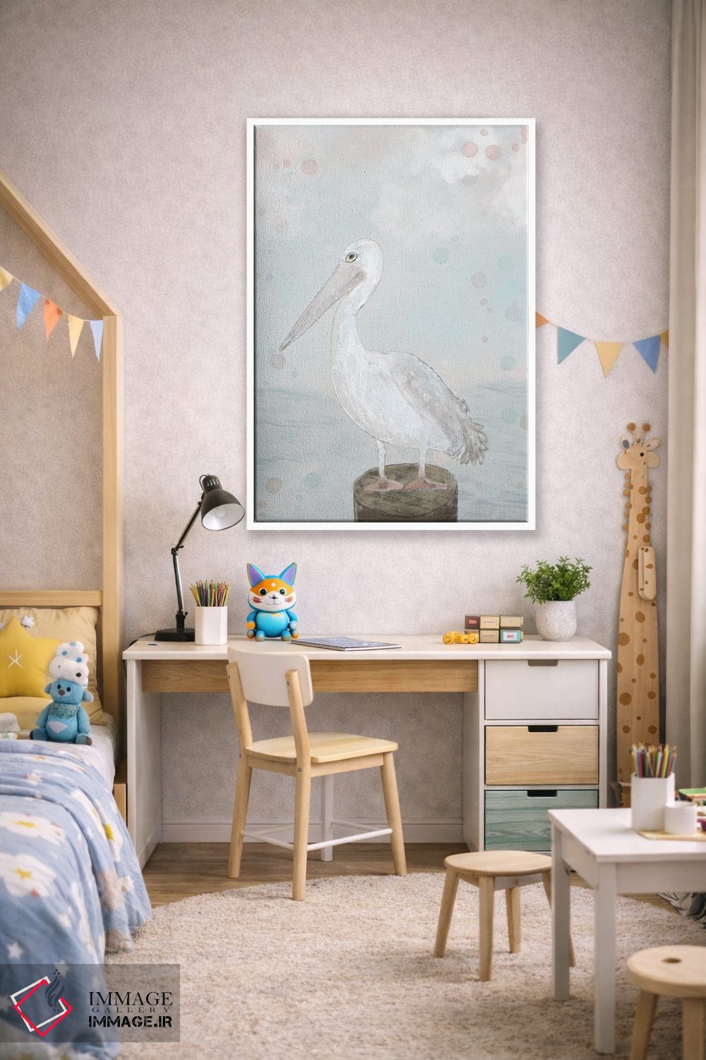 تابلو دکوراتیو مرغ دریایی تنها اثر کارن بارسکی - D1W