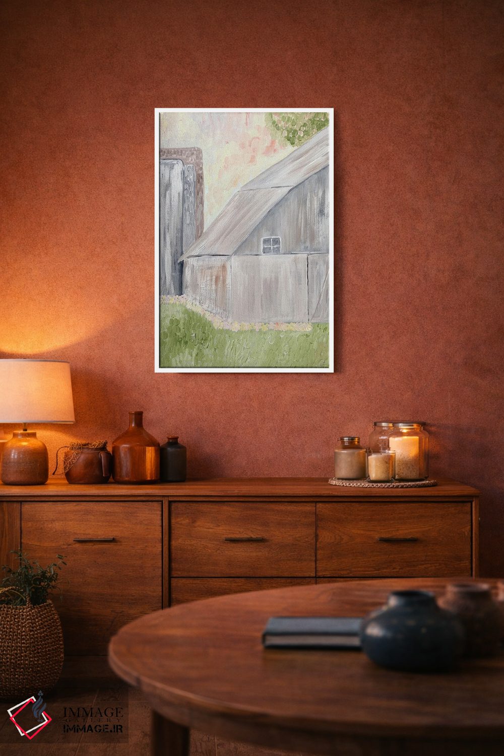 تابلو انتزاعی انبار روستایی آبرنگی اثر کارن بارسکی - D4W