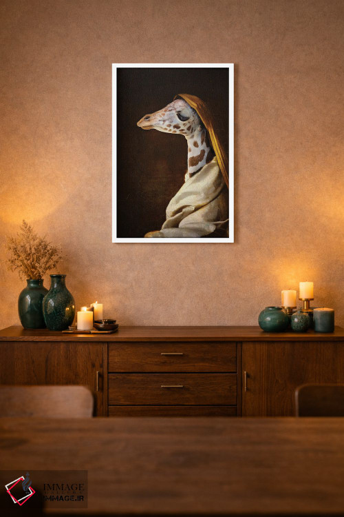 تابلو دکوراتیو پرتره زرافه جوان اثر کارن بورک - D1W