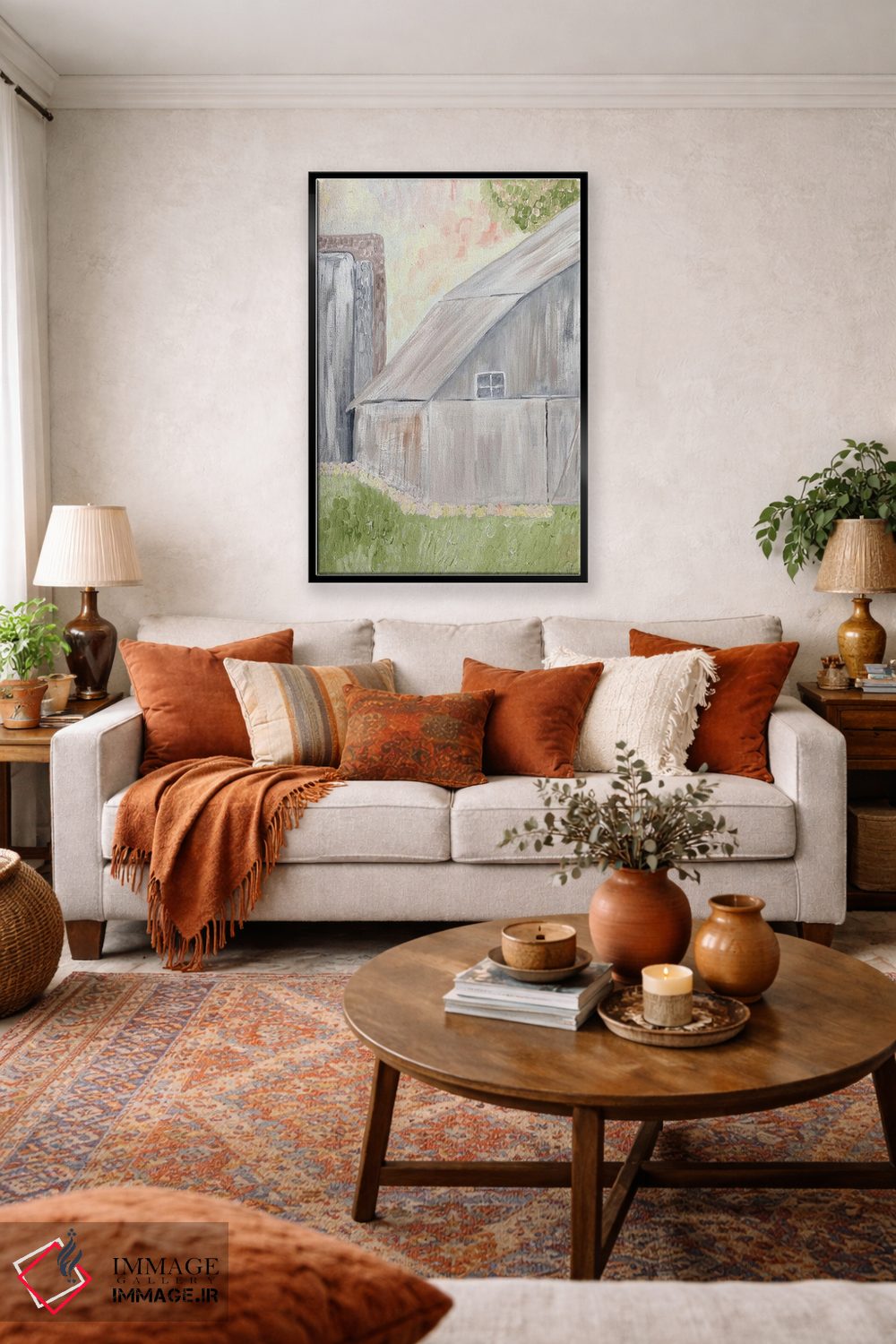 تابلو انتزاعی انبار روستایی آبرنگی اثر کارن بارسکی - D5B