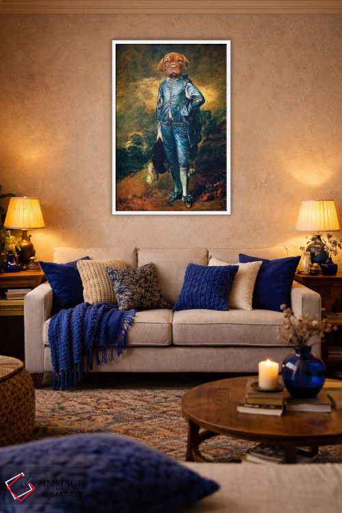 تابلو دکوراتیو توله سگ پسر آبی اثر کارن بورک - D2W