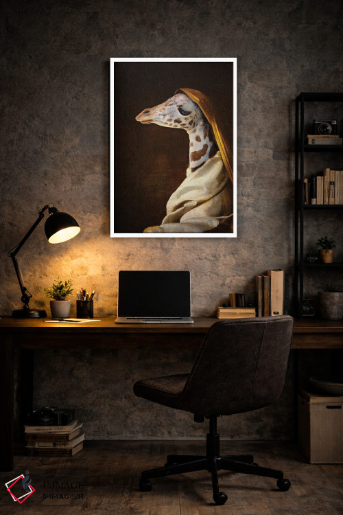 تابلو دکوراتیو پرتره زرافه جوان اثر کارن بورک - D5W