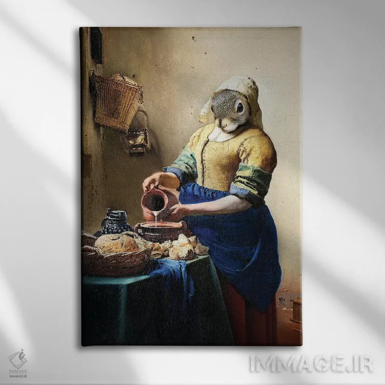 تابلو دکوراتیو سنجاب شیردوش اثر کارن بورک - نمای روبهرو روی دیوار