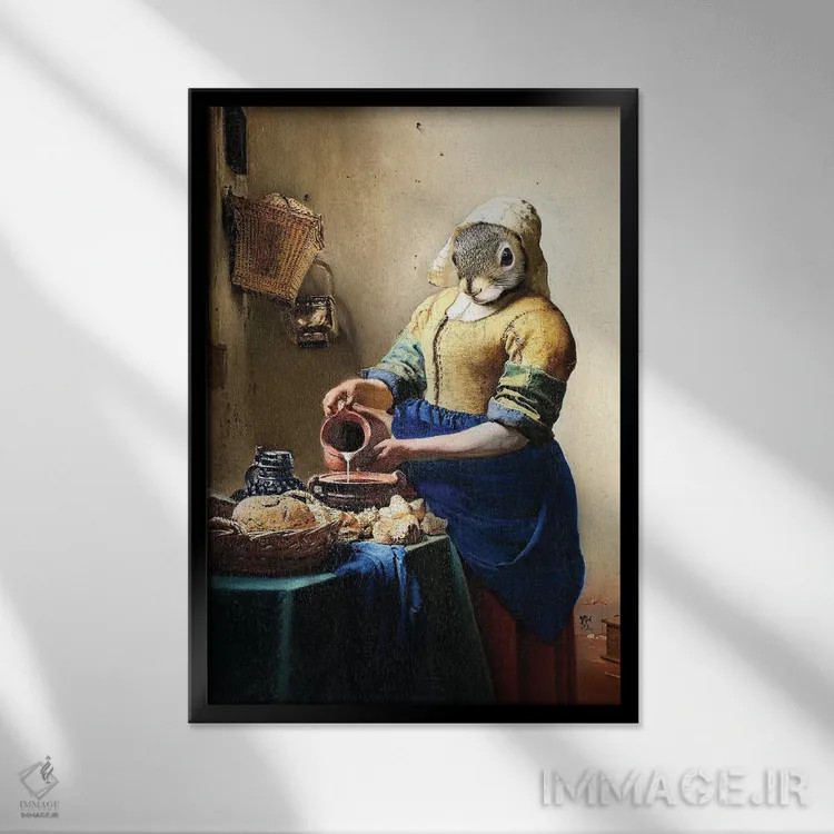 تابلو دکوراتیو سنجاب شیردوش اثر کارن بورک - نمای قابدار مشکی