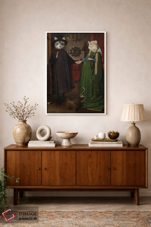 تابلو دکوراتیو گربه های عروسی آرنولفینی اثر کارن بورک - D1W