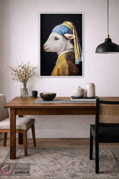 تابلو دکوراتیو بره با گوشواره مروارید اثر کارن بورک - D3W