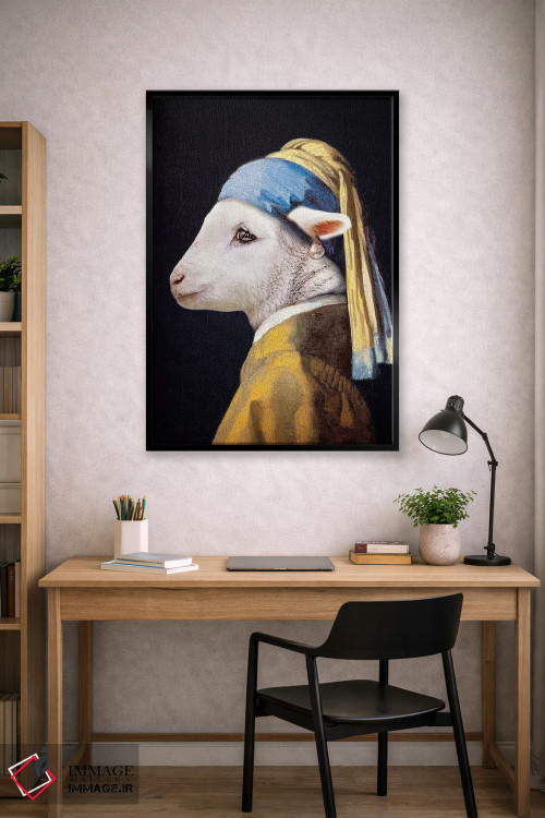 تابلو دکوراتیو بره با گوشواره مروارید اثر کارن بورک - D1B