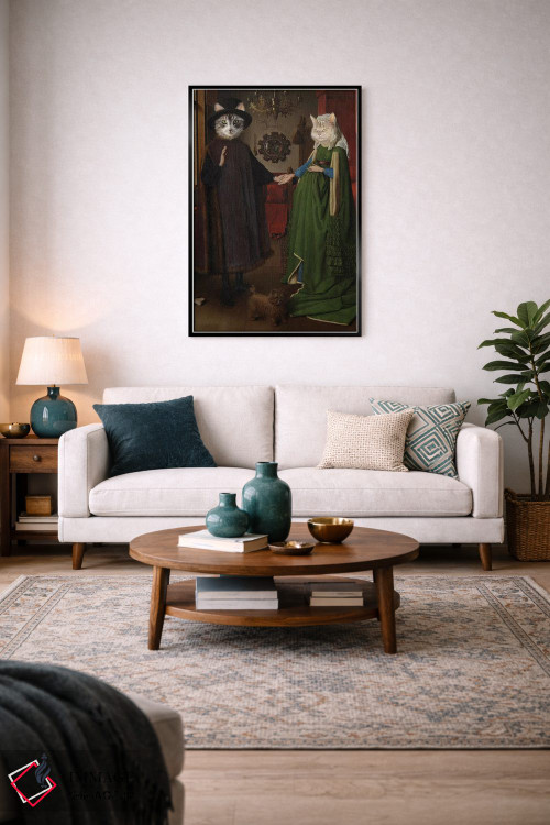 تابلو دکوراتیو گربه های عروسی آرنولفینی اثر کارن بورک - D4B