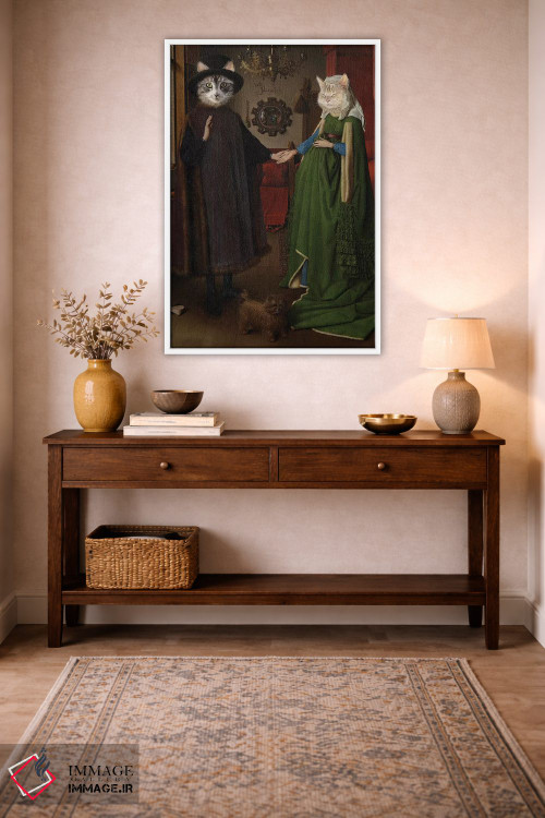 تابلو دکوراتیو گربه های عروسی آرنولفینی اثر کارن بورک - D3W