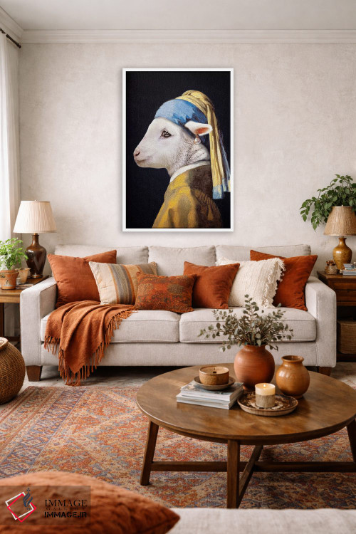 تابلو دکوراتیو بره با گوشواره مروارید اثر کارن بورک - D2W