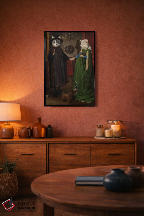 تابلو دکوراتیو گربه های عروسی آرنولفینی اثر کارن بورک - D5B