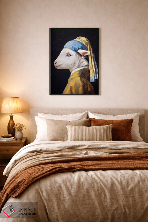 تابلو دکوراتیو بره با گوشواره مروارید اثر کارن بورک - D6B