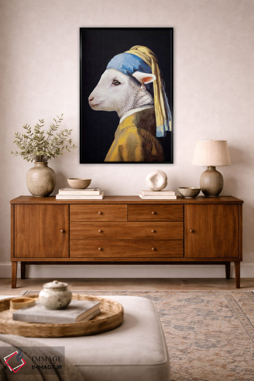 تابلو دکوراتیو بره با گوشواره مروارید اثر کارن بورک - D5B