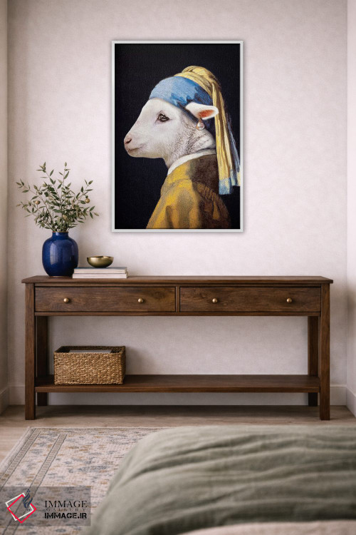 تابلو دکوراتیو بره با گوشواره مروارید اثر کارن بورک - D4W