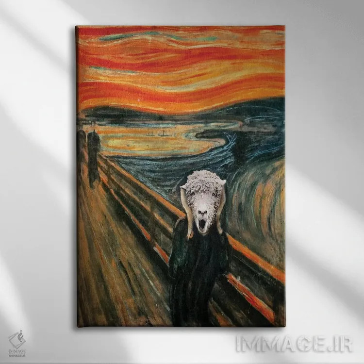 تابلو دکوراتیو بره جیغ اثر کارن بورک - نمای روبهرو روی دیوار