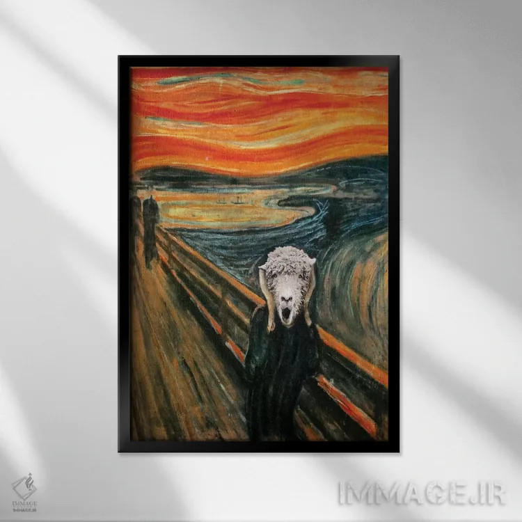 تابلو دکوراتیو بره جیغ اثر کارن بورک - نمای قابدار مشکی