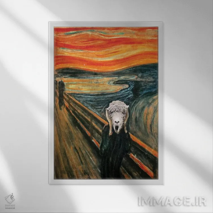 تابلو دکوراتیو بره جیغ اثر کارن بورک - نمای قابدار سفید