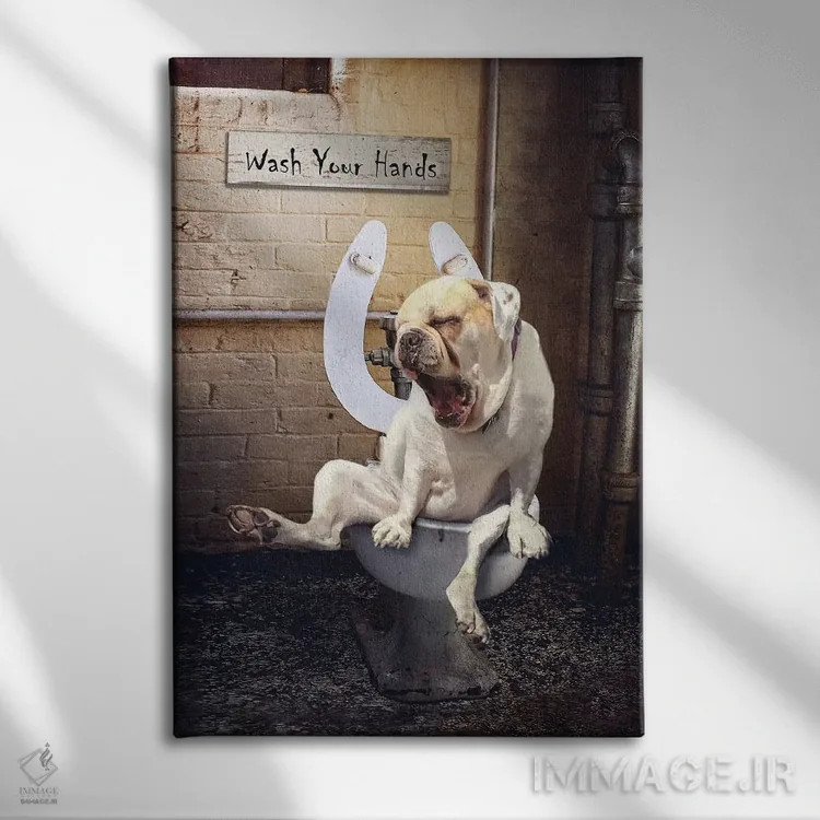 تابلو دکوراتیو دردسرهای دستشویی اثر کارن بورک - نمای روبهرو روی دیوار