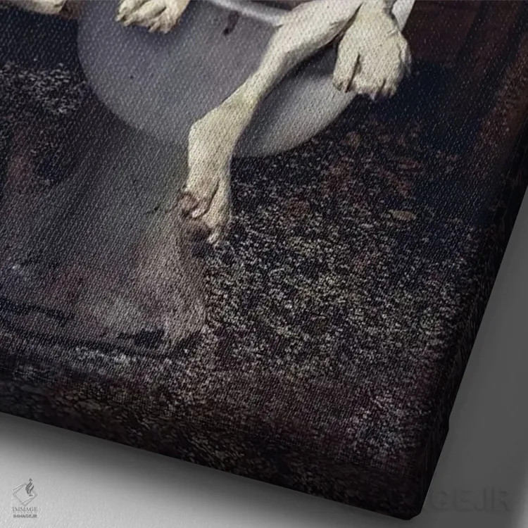 تابلو دکوراتیو دردسرهای دستشویی اثر کارن بورک - نمای نزدیک بافت بوم