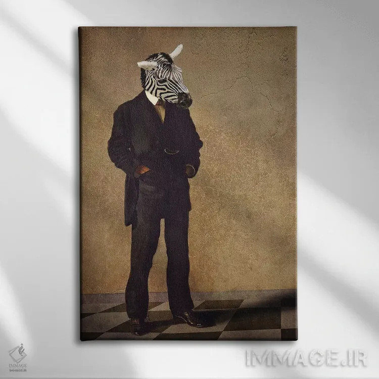 تابلو دکوراتیو گورخر متفکر اثر کارن بورک - نمای روبهرو روی دیوار