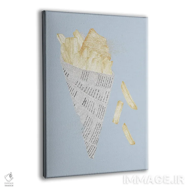 تابلو دکوراتیو ماهی و سیب زمینی لب ساحل تابستانی اثر کلسی امبلو - نمای پرسپکتیو محصول