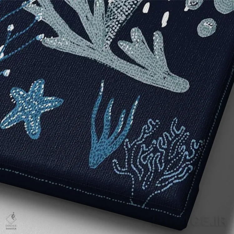 تابلو دکوراتیو کوسه سفید بزرگ باغ اقیانوس اثر کلسی امبلو - نمای نزدیک بافت بوم