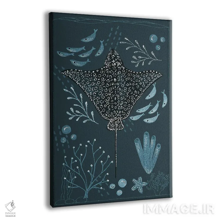 تابلو دکوراتیو سفره ماهی عقابی خال دار باغ اقیانوس اثر کلسی امبلو - نمای پرسپکتیو محصول