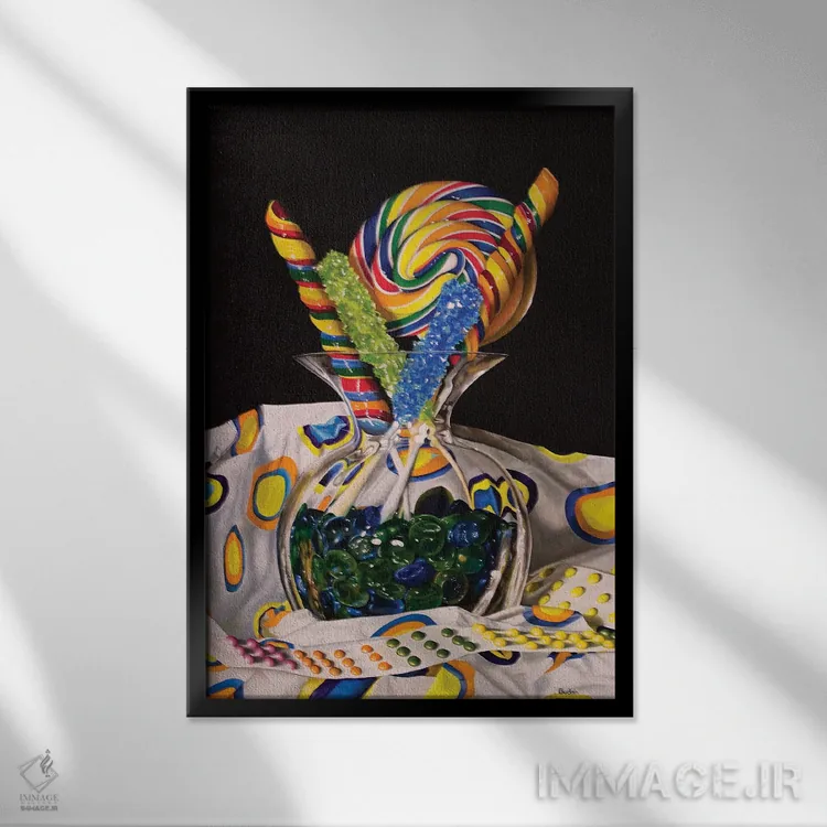 تابلو دکوراتیو خاطرات شیرین اثر کارن بودن - نمای قابدار مشکی