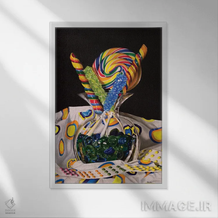 تابلو دکوراتیو خاطرات شیرین اثر کارن بودن - نمای قابدار سفید