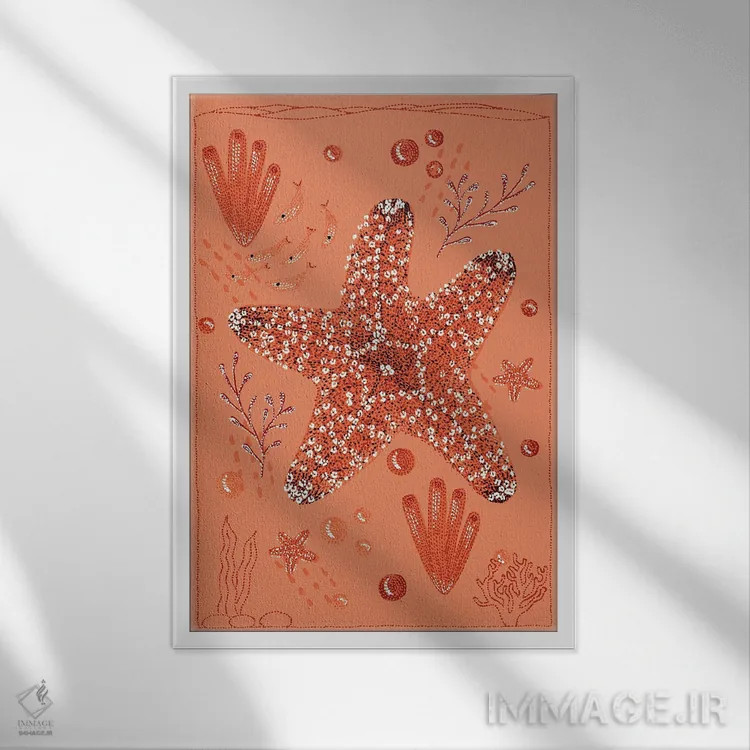تابلو دکوراتیو ستاره دریایی باغ اقیانوس اثر کلسی امبلو - نمای قابدار سفید