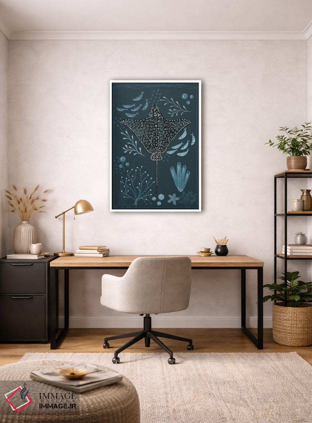 تابلو دکوراتیو سفره ماهی عقابی خال دار باغ اقیانوس اثر کلسی امبلو - D2W