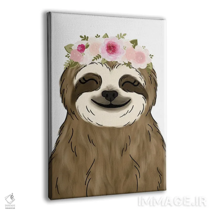 تابلو دکوراتیو تنبل با تاج گل اثر کیتی برایانت - نمای پرسپکتیو محصول