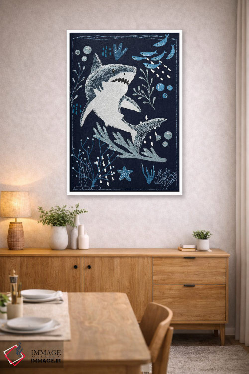 تابلو دکوراتیو کوسه سفید بزرگ باغ اقیانوس اثر کلسی امبلو - D3W