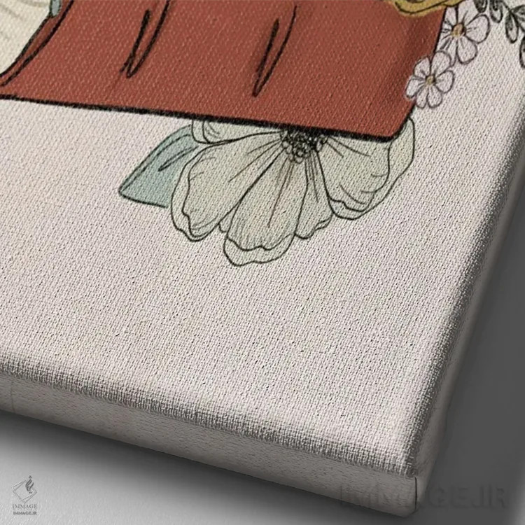 تابلو دکوراتیو کتاب های گل دار اثر کیتی برایانت - نمای نزدیک بافت بوم