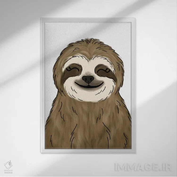 تابلو دکوراتیو تنبل اثر کیتی برایانت - نمای قابدار سفید