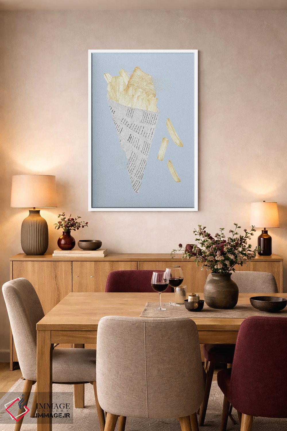 تابلو دکوراتیو ماهی و سیب زمینی لب ساحل تابستانی اثر کلسی امبلو - D5W