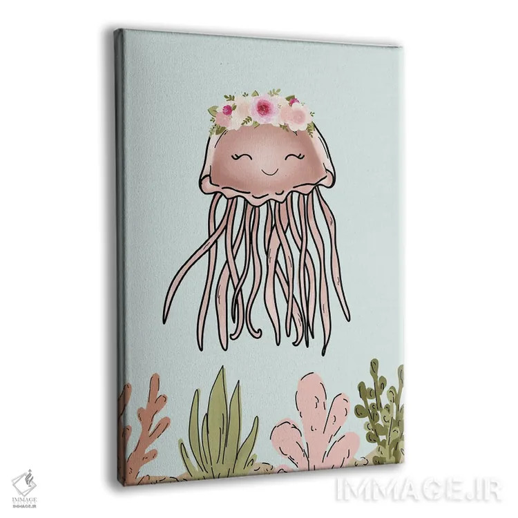 تابلو دکوراتیو عروس دریایی صورتی با تاج گل اثر کیتی برایانت - نمای پرسپکتیو محصول