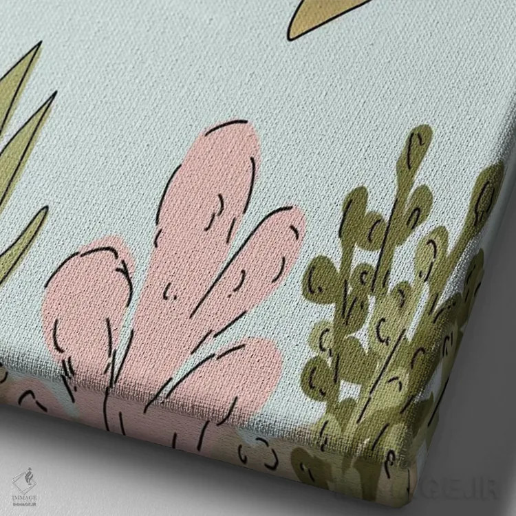 تابلو دکوراتیو لاک پشت دریایی با تاج گل اثر کیتی برایانت - نمای نزدیک بافت بوم