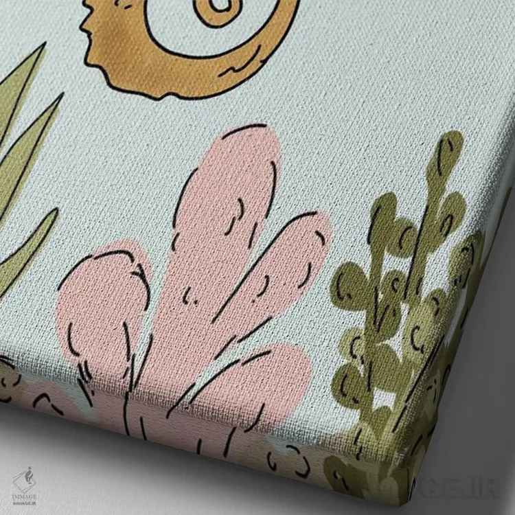 تابلو دکوراتیو اسب دریایی با تاج گل اثر کیتی برایانت - نمای نزدیک بافت بوم