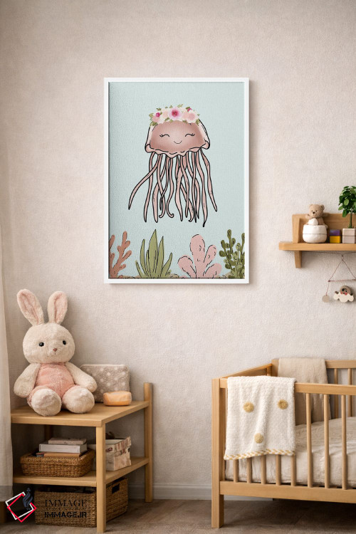 تابلو دکوراتیو عروس دریایی صورتی با تاج گل اثر کیتی برایانت - D3W