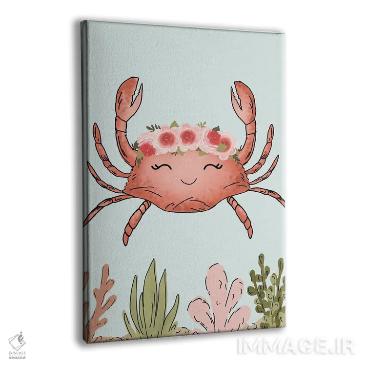 تابلو دکوراتیو خرچنگ با تاج گل اثر کیتی برایانت - نمای پرسپکتیو محصول