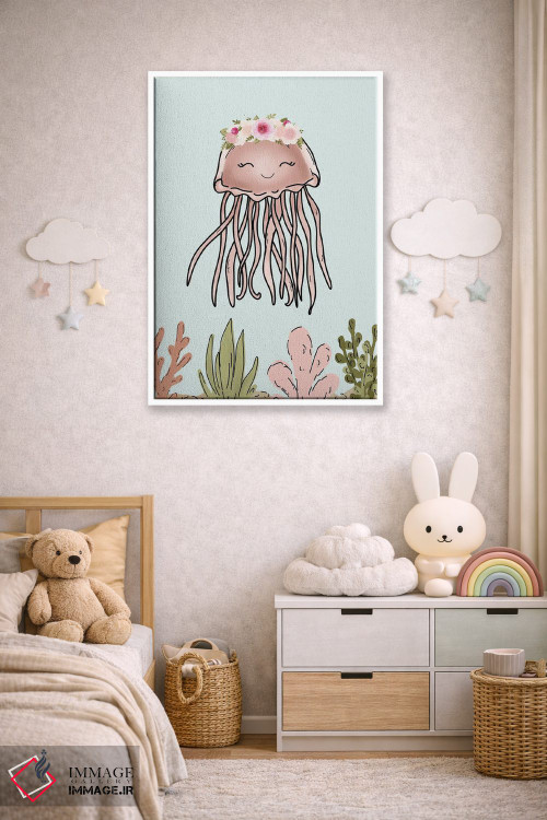 تابلو دکوراتیو عروس دریایی صورتی با تاج گل اثر کیتی برایانت - D4W