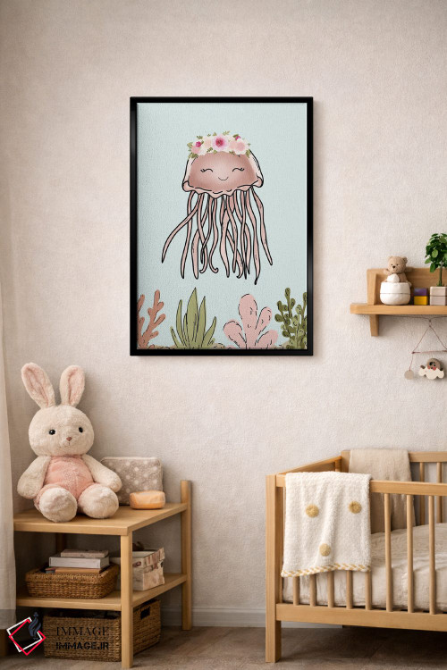 تابلو دکوراتیو عروس دریایی صورتی با تاج گل اثر کیتی برایانت - D5B