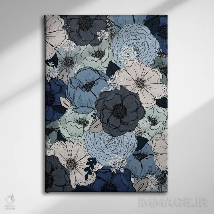 تابلو دکوراتیو گل های یخ زده اثر کیتی برایانت - نمای روبهرو روی دیوار