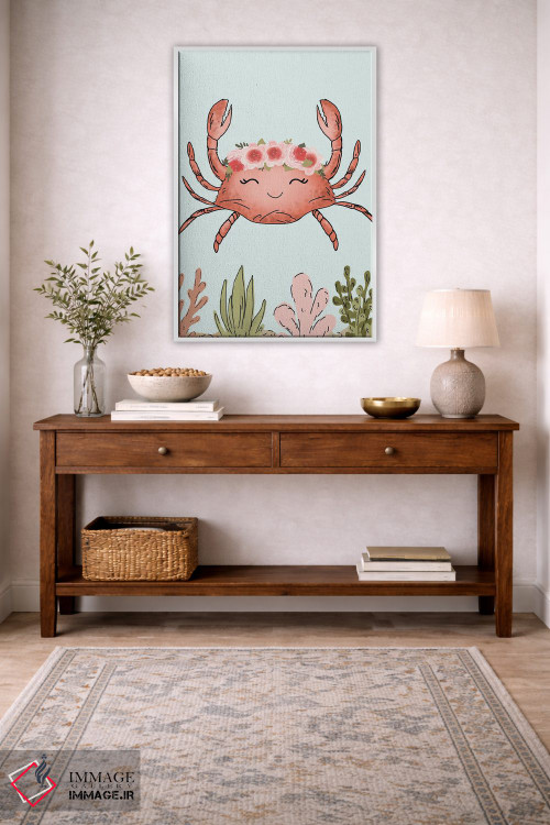 تابلو دکوراتیو خرچنگ با تاج گل اثر کیتی برایانت - D3W