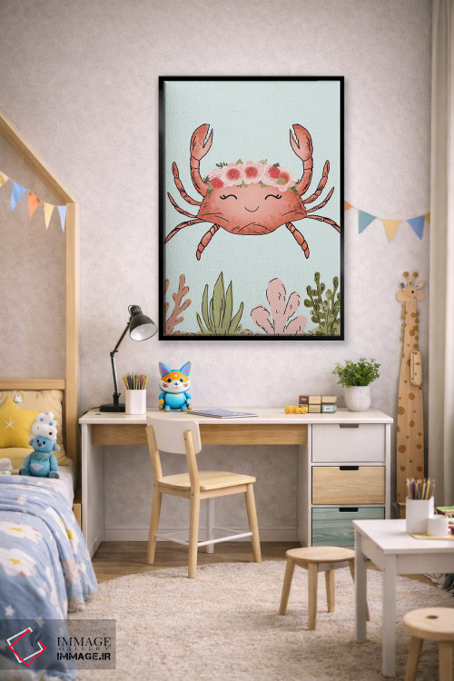 تابلو دکوراتیو خرچنگ با تاج گل اثر کیتی برایانت - D1B
