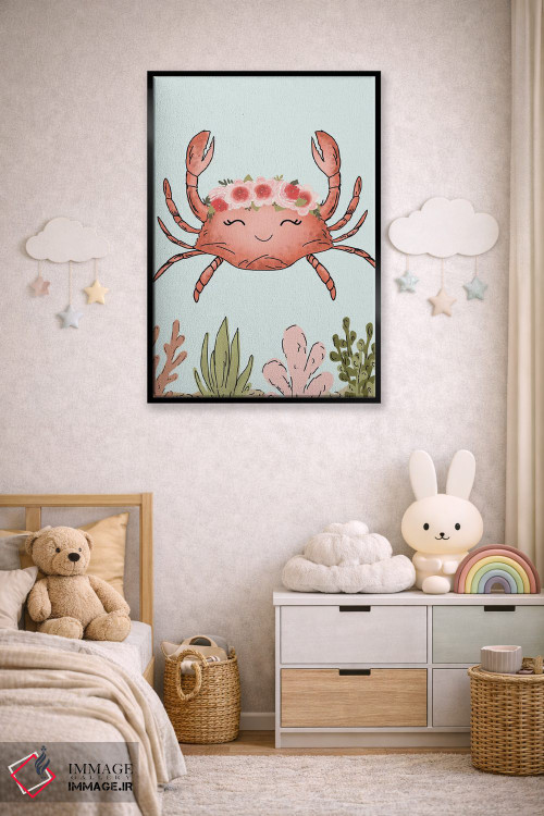 تابلو دکوراتیو خرچنگ با تاج گل اثر کیتی برایانت - D6B