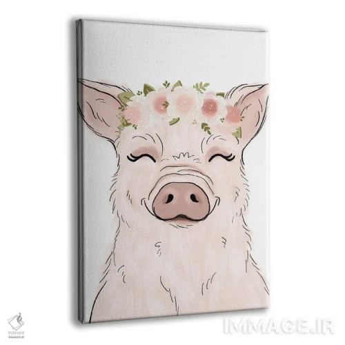 تابلو دکوراتیو خوک با تاج گل اثر کیتی برایانت - نمای پرسپکتیو محصول