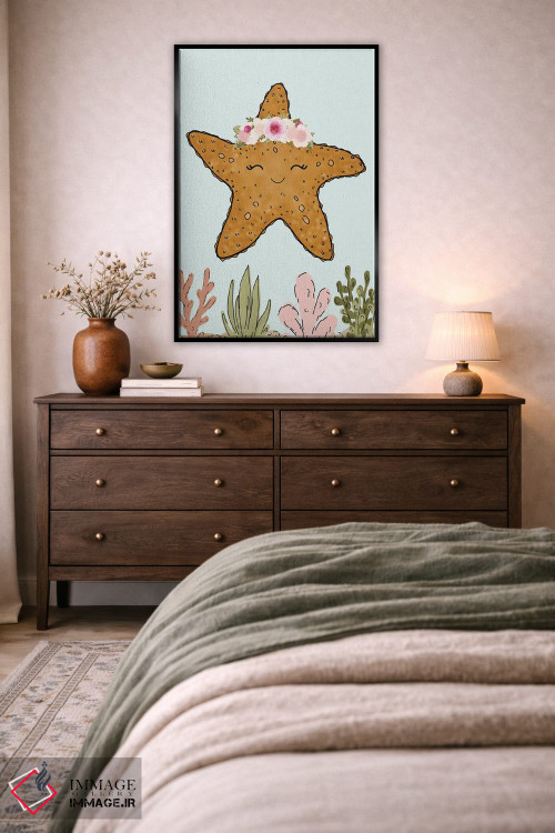تابلو دکوراتیو ستاره دریایی با تاج گل اثر کیتی برایانت - D5B