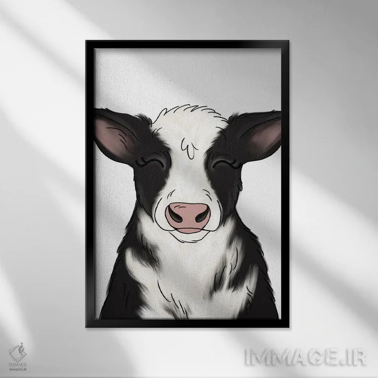 تابلو دکوراتیو گاو اثر کیتی برایانت - نمای قابدار مشکی